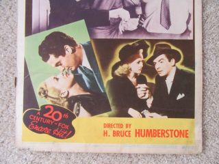 I WAKE UP SCREAMING R48 INSRT MOVIE POSTER RDL BETTY GRABLE VG 4