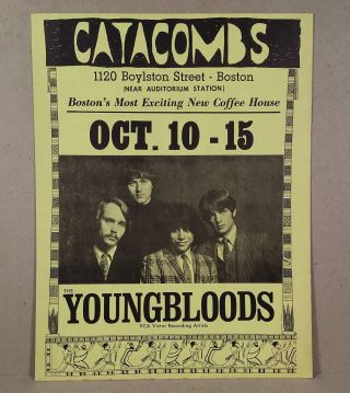 Boston Ma: C.  1968 Catacombs Coffee House Concert Poster Youngbloods Young Bloods