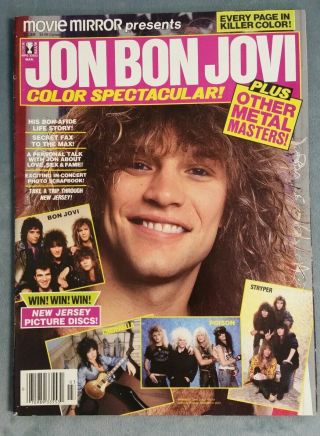 Vintage Movie Mirror Presents Jon Bon Jovi Color Spectacular 1989 Stryper Poison