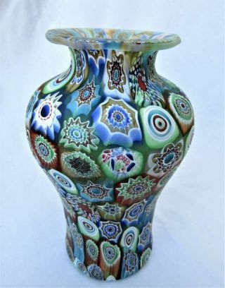 Murano Italy Multi - Color Millefiori Art Glass 6 " Vase Mid Century