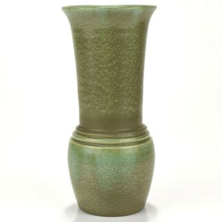 Vintage Arts & Crafts Rushmore Pottery 7 3/4 " Curdled Green Crystalline - Like Vas