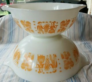 Vintage Pyrex Amish Butterprint 444 & 443 Cinderella Bowls