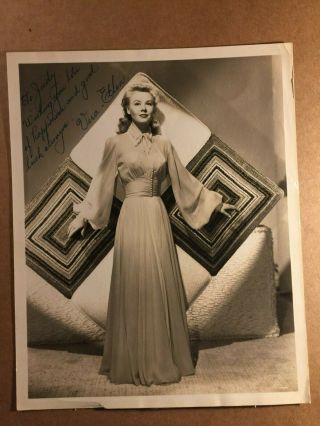 Vera - Ellen Rare Early Autographed 8/10 Photo On The Town 1940s