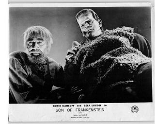 Son Of Frankenstein Boris Karloff Bela Lugosi Rare 1939 Uk Lobby Card
