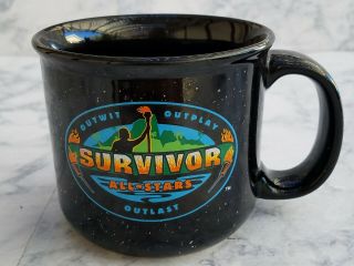 Survivor All Stars Campfire Mug Reality Show Black,  Outwit • Outplay • Outlast