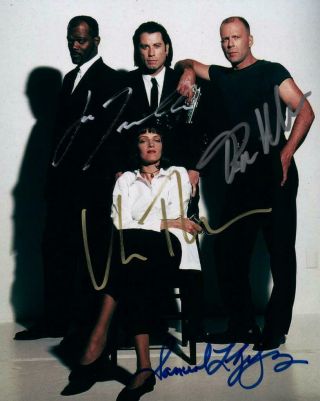 Uma Thurman Jackson Travolta Willis Signed 8x10 Photo Autographed Pic With