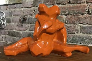Jaru California Pottery Orange Lovers Statue Sculpture Mid Century Modern Mcm