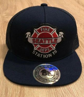 Station 19 Seattle Cap Hat Fire Department Work Duty Tv Show Crew Navy
