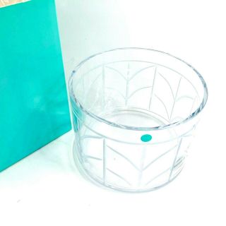 Tiffany & Co Wheat Leaf Design Crystal Round Vase Bowl 7.  5 In Diameter Nib