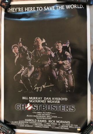 Sigourney Weaver Signed Ghostbusters Movie Poster W/coa