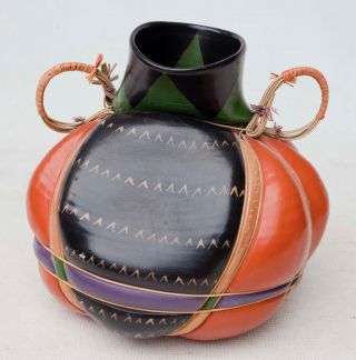 Studio Art Pottery Money Pouch Sack Vase Signed Dated 1992