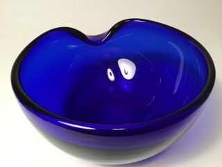 Elsa Peretti For Tiffany & Co.  Cobalt Art Glass Thumbprint Bowl 7 " X Almost 4 " H