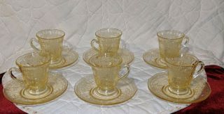 Fostoria June After Dinner Demitasse Cup And Saucer Topaz Yellow (6)