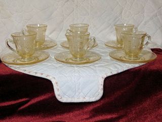 Fostoria June After Dinner Demitasse Cup and Saucer Topaz Yellow (6) 2