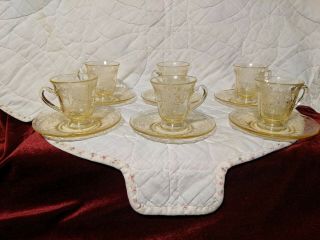 Fostoria June After Dinner Demitasse Cup and Saucer Topaz Yellow (6) 4