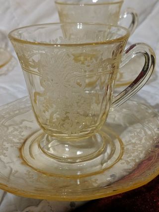 Fostoria June After Dinner Demitasse Cup and Saucer Topaz Yellow (6) 8