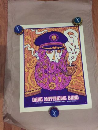 Dave Matthews Band Poster 7/26/13 Virginia Beach,  Va.  Captain Peace Love