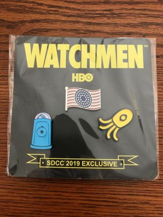 Sdcc 2019 Exclusive Hbo Watchmen The Series - 3 Pin Set - Comic Con San Diego