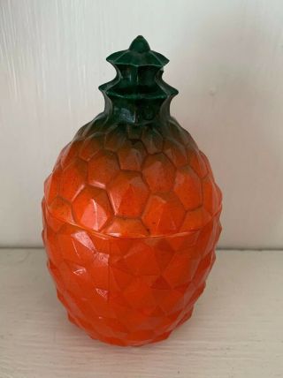 Rare Vintage Hazel Atlas Orange Pineapple Milk Glass Jam/jelly Jar