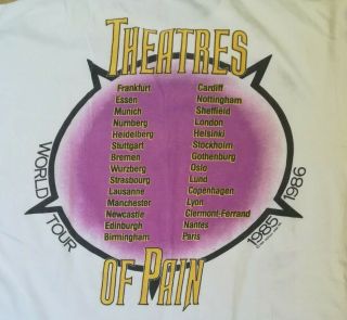 Motley Crue Vintage Og Theatre Of Pain Tour Shirt Europe 1985 1986 W/ Dates & ©