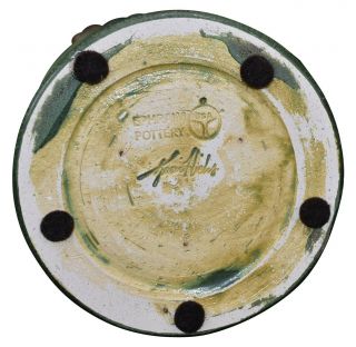 Ephraim Faience Pottery 2002 Matte Green Northwood Pine Cone Vase 900 6