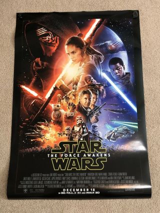Star Wars The Force Awakens Double Sided 27x40 Movie Poster Authentic