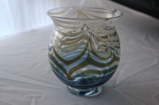 Nancy Freeman Signed Hand Blown Art Glass Bowl 1981 Made In Usa