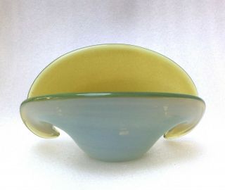 Murano Venetian Cenedese Opaline Clam Shell Art Glass Bowl Vase