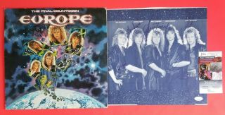 Europe Complete Band X5 Signed " The Final Countdown " Lp Album With Jsa Psa