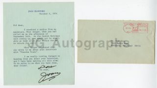 Joan Crawford - Classic Hollywood Actress - Signed Letter (tls),  1974