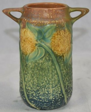 Vintage And Estate Fresh Roseville Pottery Yellow Sunflower Ceramic Vase 485 - 6