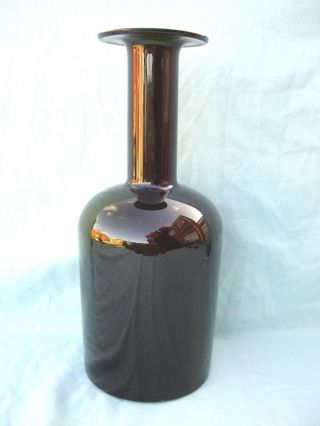 Large Vintage Holmegaard Gulvase Green Bottle Neck Glass Vase By Otto Brauer