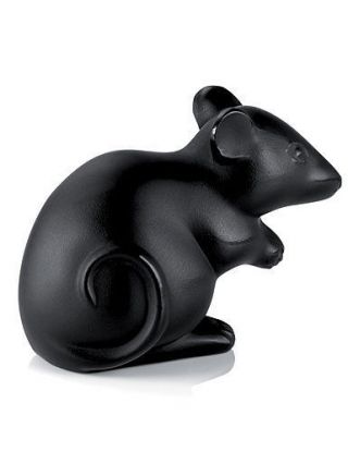 Lalique Crystal Mouse Figurine Black Ref: 10055900 Height 3.  4cm