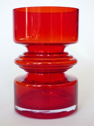 Riihimaki Red Glass Tiimalasi Vase 1442 Riihimaen Lasi Finland Nanny Still 70s