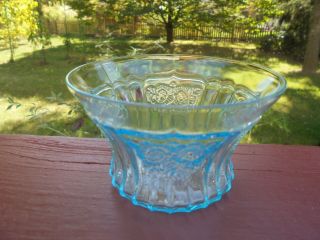 Vintage Hocking Blue Mayfair Depression Glass Flat Sherbet Bowl 2 3/16