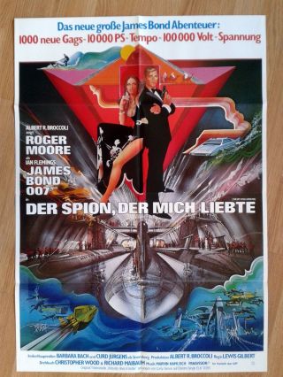 James Bond 007 Rare German 1 - Sheet Poster The Spy Who Loved Me 1977 Roger Moore