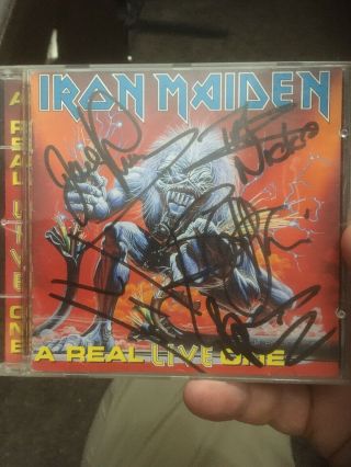 Iron Maiden.  A Real Live One Cd —signed By Band