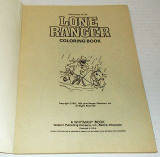 vintage LONE RANGER adventures COLORING BOOK Whitman 1975 cowboy Tonto SILVER 2
