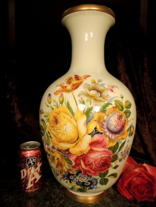 Vntg 18 " T Porcelain Ornate Floral Vase Urn Gerold - Porzellan Bavaria W Germany