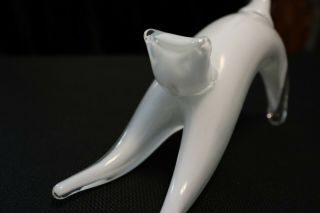 Murano Italian Art Glass Sculpture Figure - White Cat - Modern Design