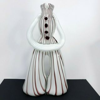 10 " Vintage Hand Blown Art Glass Clown Figurine Bud Vase