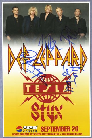 Def Leppard Autographed Concert Poster 2015 Joe Elliott,  Rick Savage