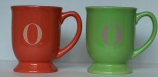 The Oprah Winfrey Show Green & Orange " O " Coffee Tea Mugs (2)