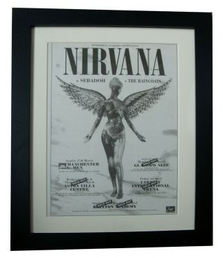 Nirvana,  In Utero Tour,  Poster,  Ad,  Cobain,  Framed,  1994,  Express Global Ship