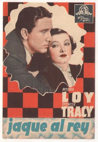 Whipsaw Spencer Tracy Myrna Loy Chess Spanish Double Herald Mini Poster