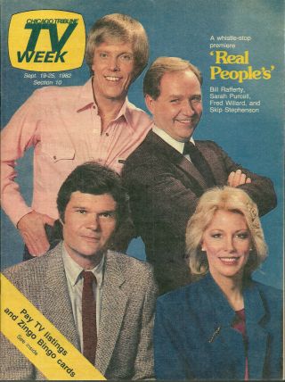 Vintage Newspaper Tv Guide - Chicago Tribune Tv Week 1982 - Real People - Emmys