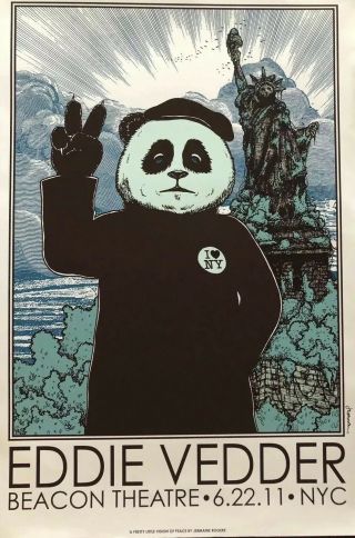 Eddie Vedder Pearl Jam Poster Nyc 2011 Beacon Theater.
