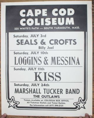 Kiss Billy Joel Cape Cod Coliseum 1976 Tour Poster