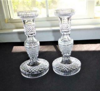 Pair Waterford Irish Cut Crystal Colleen Candlestick Holders