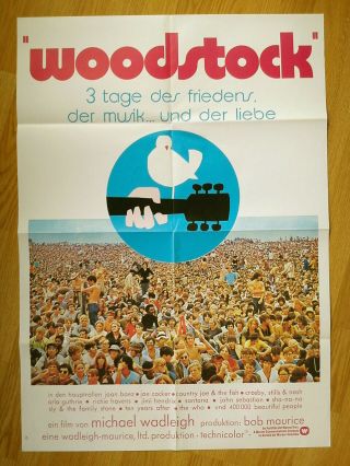 Rock: Woodstock Rare German 1 - Sheet 1972 The Who,  Crosby Stills & Nash,  Hendrix